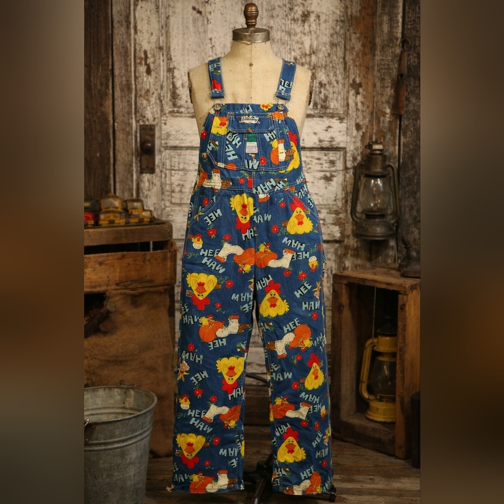 Vintage RARE 1970s Liberty "HEE HAW" Print Denim Overalls